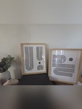 Threshold Black & White Minimalist Line Print Pair